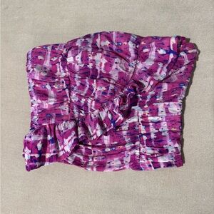 Purple Patterned Strapless Top